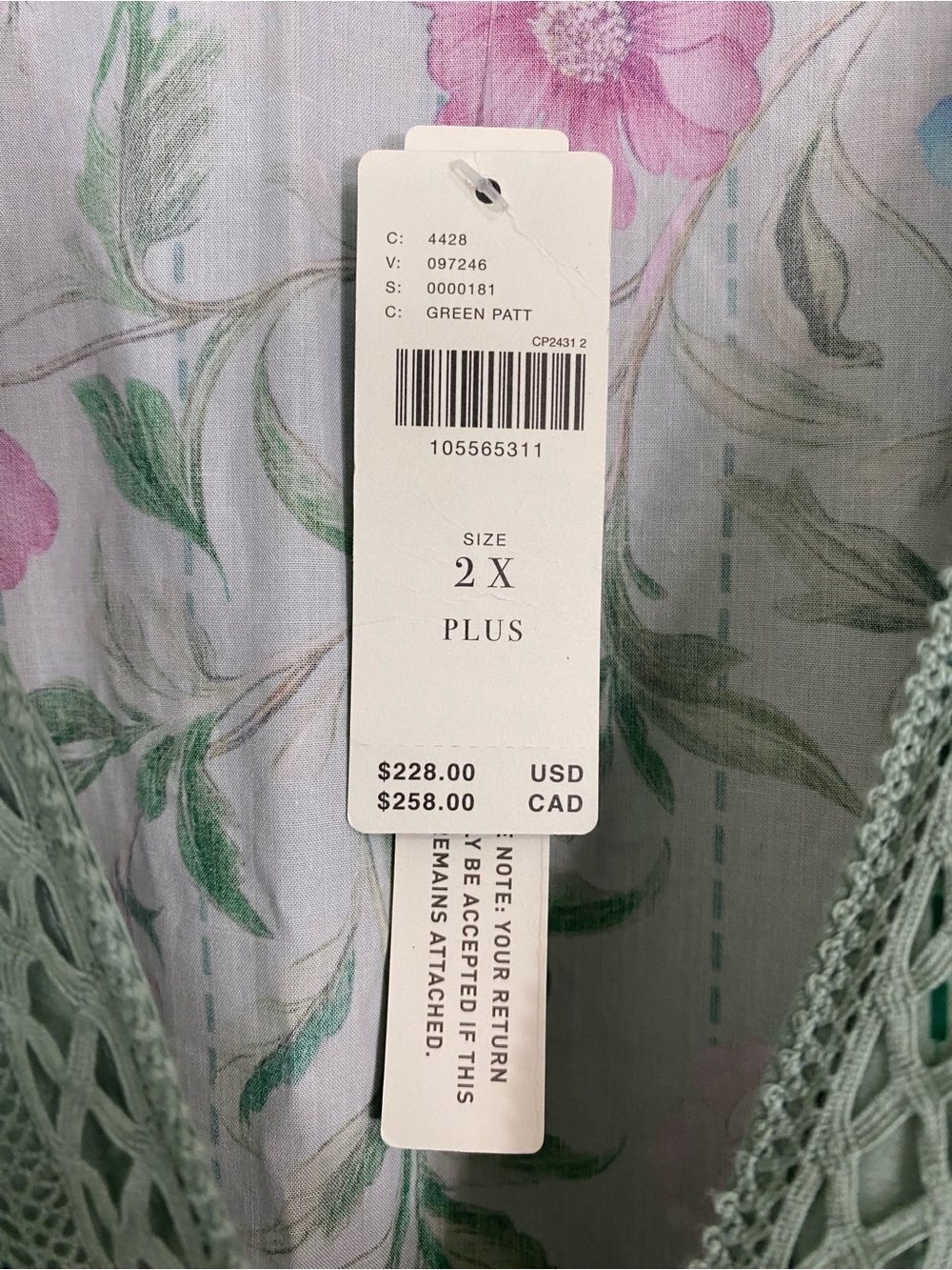 Anthropologie Floral Front Midi Dress Green Sundress Size 2X - Picture 3 of 6